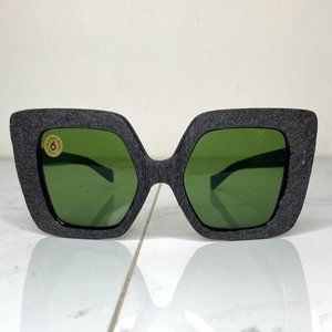 Retro 1960s Mid-Century Minarelli Italy Green/Gray Cat Eye Oversized Sunglasses